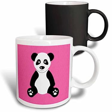 Imagem de 3dRose mug_40914_3" Caneca mágica que se transforma de panda fofo em pele rosa com fundo de estampa de pele, 325 ml, multicolorida