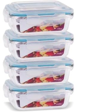 Imagem de Conjunto de Potes Herméticos de Vidro, Tampa com Trava, Recipientes para Armazenamento de Alimentos, Retangular, Transparente (6)