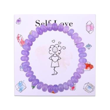 Imagem de Sudaporn Presentes de saúde mental para ela, pulseira com contas de cristal, presentes inspiradores positivos, pulseiras de pedras naturais, pulseira elástica de meditação de atenção plena para ideia