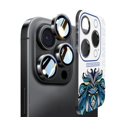 Imagem de LITO Protetor de lente de câmera de titânio e vidro Corning para iPhone 16 Pro/Pro Max, com kit de fácil instalação, teste de queda de grau militar de 3 m, dureza 9H, clareza HD revestida com AR