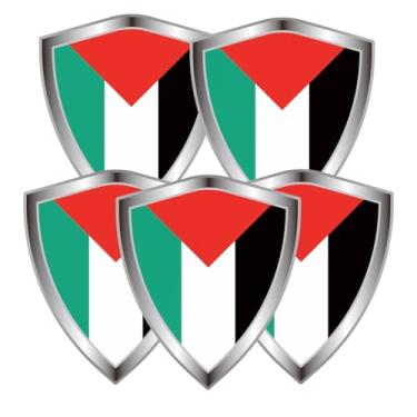Imagem de Adesivo de decalque de bandeira da Palestina - Adesivos de vinil refletivo em forma de escudo de bandeiras palestinas - para para-choque de janela de carro, laptop, adesivo à prova d'água (5 peças)
