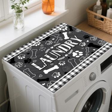 Imagem de GLOBLELAND Tapete de proteção contra poeira com estampa de pata de animais de estimação, 59,9 x 50 cm, almofadas protetoras para máquina de lavar, retrô, cão, gato, pata, antiderrapante, lavagem