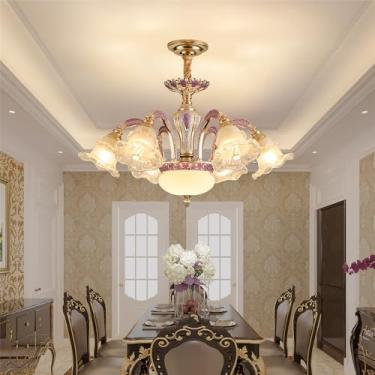 Imagem de Lustre de cristal de luxo europeu com LED, estilo americano, para sala de estar, restaurante, quarto, casa de campo, hotel, loja de roupas, salão de beleza, café (M 6 lâmpadas)