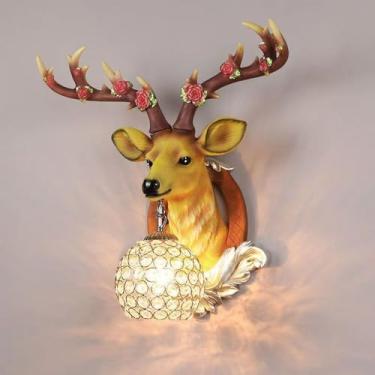 Imagem de Luminária de parede moderna em formato de veado, estilo criativo, para sala de estar, quarto, escritório, casa de campo, hotel, quarto infantil, corredor, com iluminação LED decorativa (Esti