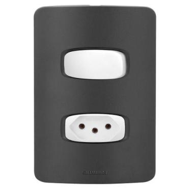 Imagem de Conjunto 1 Simples + 1 Tomada 20A - Gracia Black / Branco - Alumbra