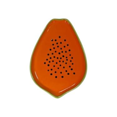 Imagem de Tigela Bowl Cumbuca Formato De Fruta Sobremesa Cerâmica Caldo Sopa Sorvete Açai Cozinha Nova (BANDEJA MAMAO 24cm)