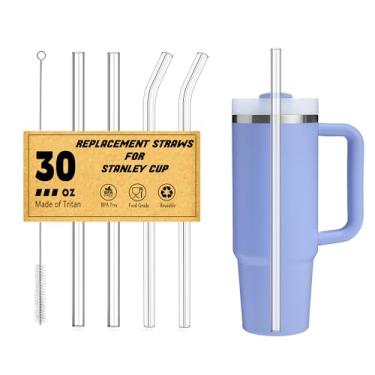 Imagem de Haundry Canudos de substituição transparentes para copo Stanley de 850 g, seguro para lava-louças, pacote com 4 canudos de plástico reutilizáveis compatíveis com copos Stanley Adventure Quencher de