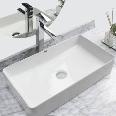 Imagem de Kit Cuba Pia Louça Cerâmica Banheiro C/ Torn Mono e Válv S24