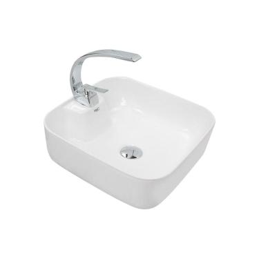 Imagem de Kit Cuba Pia Louça Cerâmica Banheiro C/Torn e Vál Cromada 42