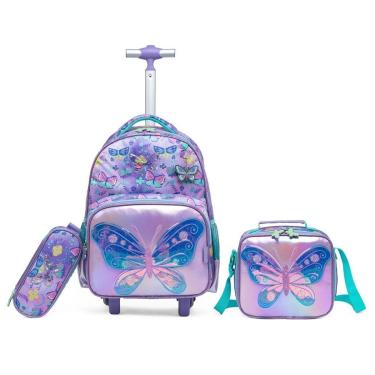 Imagem de Kit Mochila Juvenil Borboleta Feminina Resistente 20 Litros-Feminino