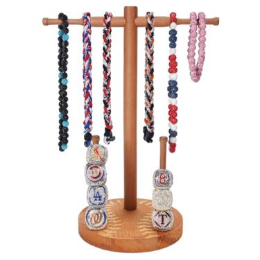 Imagem de NEXIULT Suporte organizador de colar de beisebol e softball, exibição de anel de campeonato, suporte de anel esportivo com armazenamento de colar, presente de beisebol de softbol para jogadores