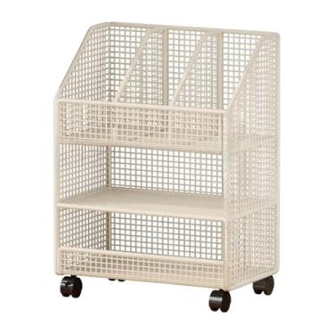 Imagem de Ioensy Livro rolante Carrinho de armazenamento de armazenamento carrinho de armazenamento sob a mesa Organizador de arquivos Carrinho móvel Bookcases para o, 3 Camadas