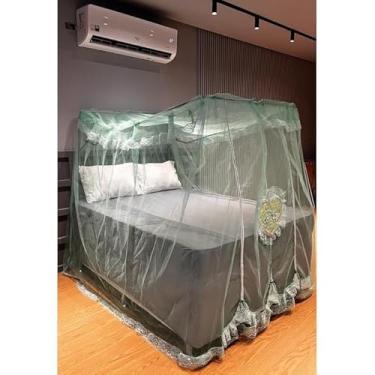 Imagem de Mosquiteiro Casal Completo com Armação – Renda Volta ao Mundo, Instalação Fácil e Proteção Contra Mosquitos(verde)