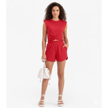 Imagem de Conjunto Feminino Vermelho Blusa e Shorts Juvenil Natal