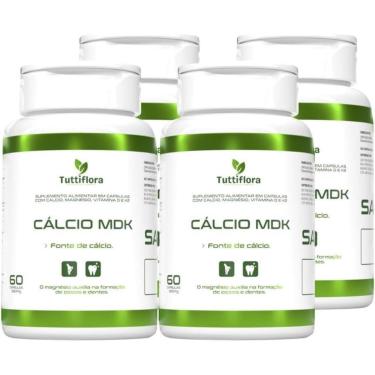 Imagem de Kit Com 04 - Cálcio Mdk (Cálcio, Magnésio, Vitamina D e K2) 60 Capsulas TuttiFlora-Unissex