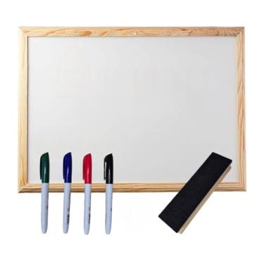 Imagem de Quadro Branco Magnético, Quadro Lousa Escolar Branco Moldura em Madeira(80x60 Apagador e 2 Marcadores)