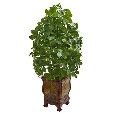 Imagem de Nearly Natural Schefflera Vaso decorativo artificial (toque real), plantas de seda verde