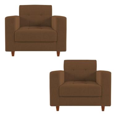 Imagem de Kit 02 Poltronas Arezzo Pés Chanfrado Castanho