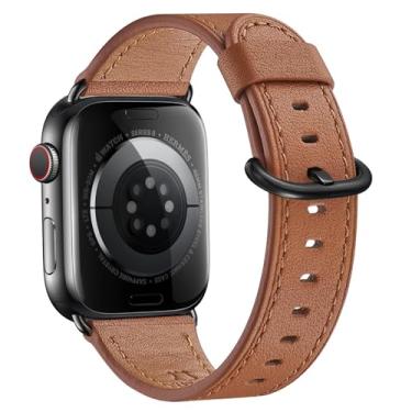 Imagem de WFEAGL Pulseira feminina de couro genuíno para Apple Watch SE e séries 10, 9, 8, 7, 6, 5, 4, 3, 2 e 1 de 41 mm, 40 mm, 38 mm e 42 mm (série 10)