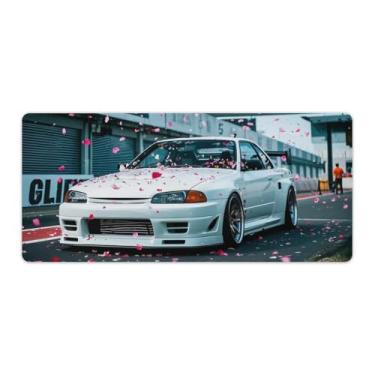 Imagem de HouLaiZhe Tapetes de mesa de carro JDM R32 JDM carro esportivo no campo de corrida tapetes de mouse pads de mesa grandes mousepads para teclado de mesa tapete de computador 40 x 90 cm