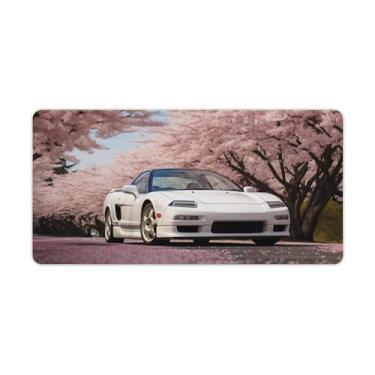 Imagem de Cherry Blossoms Carro NSX Rosa Romântico Carro Mesa Mesa Tapete de Mouse Pad Antiderrapante Grande Material de Escritório Tapete de Mesa de Borracha Impermeável Tapete de Escrita para Escritório Jogo