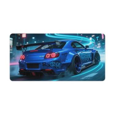 Imagem de HouLaiZhe JDM Tapetes de mesa de carro anime Drift Car Rx8 Sports Gaming Mouse pads tapetes de mesa grandes para teclado de mesa tapete de computador 30 x 60 cm