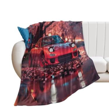 Imagem de HouLaiZhe Cobertor super macio de flanela modificado Rx7 JDM carro flor de cerejeira cobertores refrescantes leves para sofá-cama cadeira sofá carro viagem ao ar livre leve quente 76 cm x 101 cm