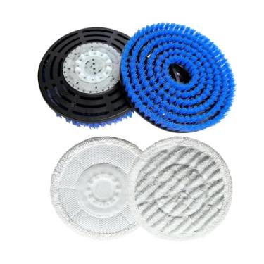 Imagem de Baoblaze Escova para esfregão a vapor, almofada de polimento abrasiva, profissional, para limpeza profunda. Cabeça de escova de substituição para cozinhas, 2 Azuis E 2 Cinzas