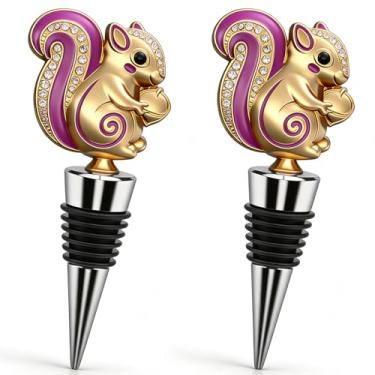 Imagem de BLARYETI Tampa seladora de garrafa de vinho esquilo para vinho e bebidas, mantenha o vinho fresco, conjunto de 2