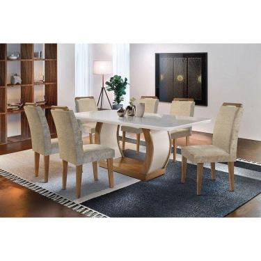 Imagem de Sala de Jantar Completa 180Cm + 6 Cadeiras Imbuia Capuccino Chocolate