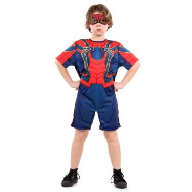 Imagem de Fantasia Homem Aranha de Ferro Infantil Curto Original com Máscara - V