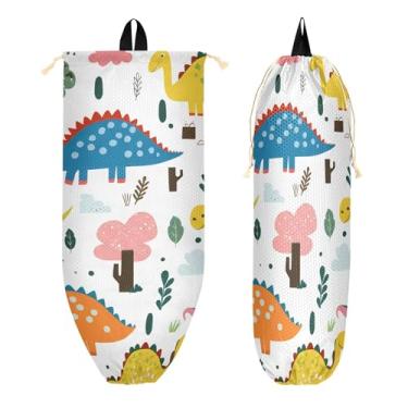 Imagem de xigua Suporte de parede de plástico de dinossauro fofo com cordão 1 pacote, organizador de sacolas de compras reutilizável para bolsas, meias, roupas íntimas e gravatas