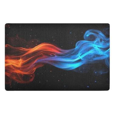 Imagem de STAYTOP Tapete de porta de gelo e fogo para entrada externa 81 x 50 cm, tapete de boas-vindas externo/interno, tapetes de banho fofos, capacho frontal antiderrapante para entrada, pátio, áreas de alto