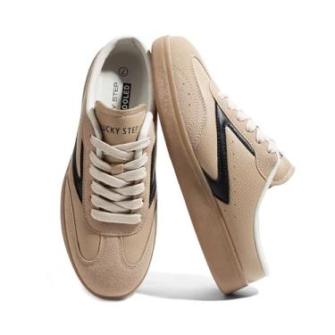 Imagem de LUCKY STEP Tênis Mule Feminino Chinelo Slip On Retrô Confortável Casual para Inverno (Tan/Preto, 9US-39BR-26MX)