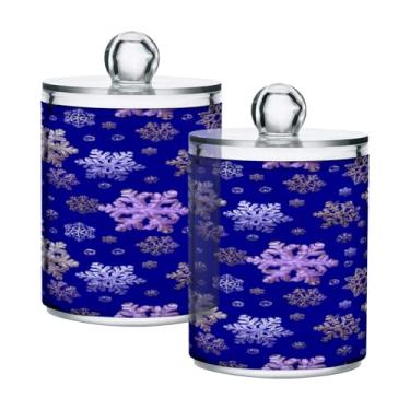 Imagem de STAYTOP 4 frascos de boticário Qtip para banheiro com etiquetas – Recipiente de armazenamento Qtip de plástico transparente para bola de algodão, cotonete, grão de café e floco de neve de Natal