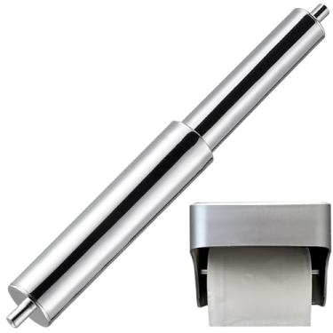 Imagem de SHINEOFI Substituição de rolo de papel higiênico com mola, haste de eixo de plástico ajustável para casa e escritório, prata, 16,12 cm