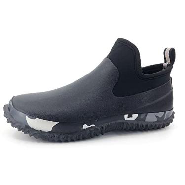 Imagem de SYLPHID Sapato de chuva masculino feminino de neoprene impermeável para acampamento, cuidados com o gramado, jardinagem e trabalho no quintal, Camuflagem preta, 38 BR
