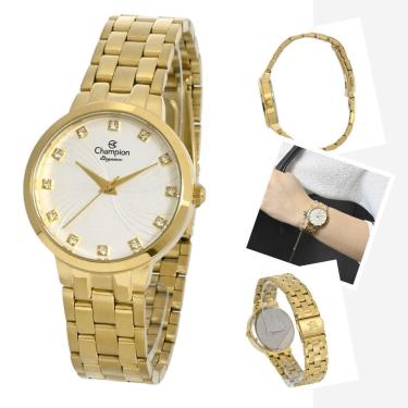 Imagem de Relógio Champion Feminino Dourado Pulseira de Aço-Feminino