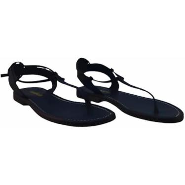 Imagem de Sandália Feminina Preta em Couro Legítimo – Modelo Rasteiro, Leve e Sofisticado para Momentos Casuais N°39