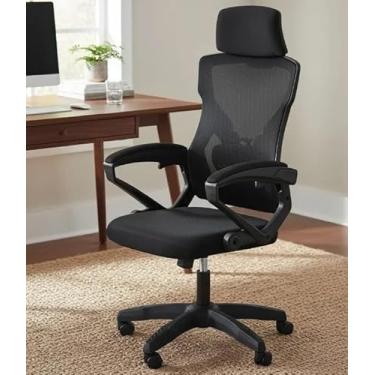 Imagem de Cadeira Escritório Executiva Giratória Ergonômica Espuma Alta Densidade Tecido Malha Respirável Ajustável Regulável Confortável