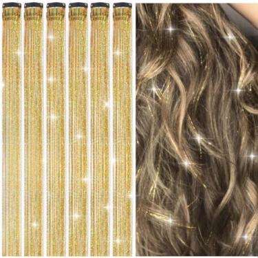 Imagem de Grampos de cabelo de fada - 1 peça de enfeite de cabelo colorido sonhador para mulheres, festa de Natal e Ano Novo (ouro)