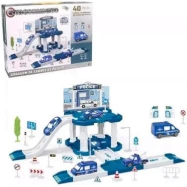 Imagem de Pista de Estacionamento Brinquedo Policial 40 Peças Plástico para Crianças com Cenário Realista e Ação