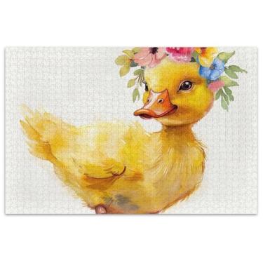 Imagem de Quebra-cabeça fofo com coroa de flor de pato para adultos, 1000 peças, natureza, jogos, tecnologia, presentes, quebra-cabeças difíceis, decoração de arte