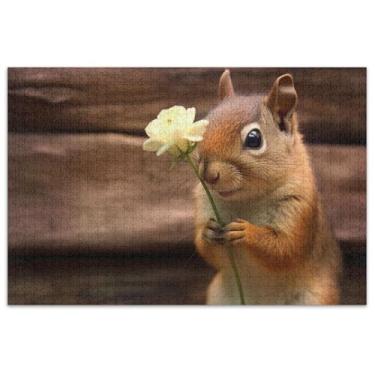 Imagem de Quebra-cabeças de animais fofos de esquilo para adultos, 1000 peças, engraçados, difíceis, brinquedos de arte para a família