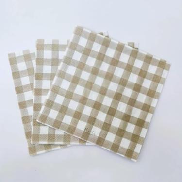 Imagem de Guardanapos de almoço bege Buffalo Check – 20 unidades | Guardanapos de festa descartáveis estilo fazenda para jantares, piqueniques e eventos
