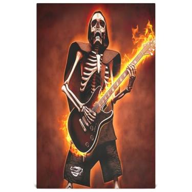 Imagem de Joisal Skeleton Fire Cool Art Toalha de chá de mão fofa conjunto de toalhas de prato de cozinha pratos decorativos de lavagem fina secagem rápida 45 x 71 cm, 1 pacote