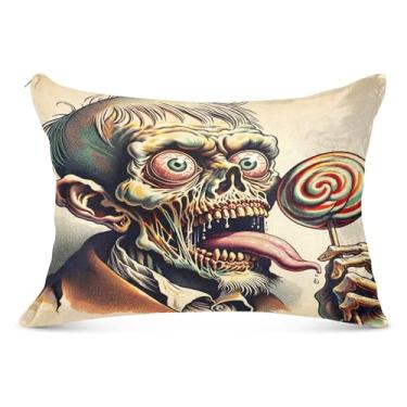 Imagem de Fronhas padrão Freaky Zombie Candy 50 x 66 cm capa de almofada com zíper durável para travesseiro corporal
