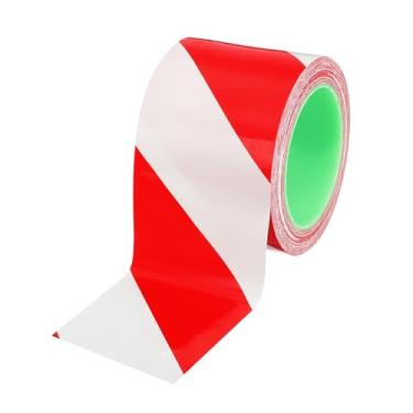 Imagem de PATIKIL Fita de marcação de piso de 7 cm x 30 m, fita de segurança de aviso autoadesiva, listra de cuidado para paredes, pisos, tubos, equipamentos ao ar livre, vermelho/branco