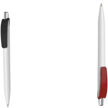 Imagem de Caneta Esferográfica Retrátil, Escrita Azul, Alumínio Reciclado, Refil Tipo Parker, Ponta Touch, Corpo Emborrachado, Ambidestro, Durável (Preto e Vermelho)
