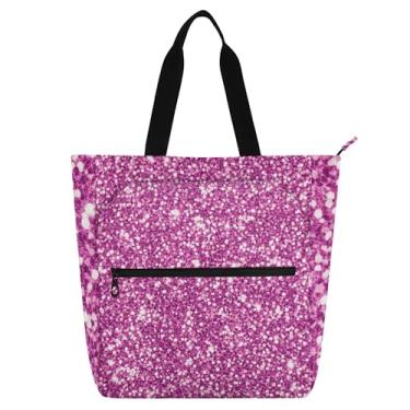 Imagem de GAIGEO Bolsa de mão brilhante brilhante rosa para mulheres e crianças com zíper livro trabalho, escola, viagem, professor